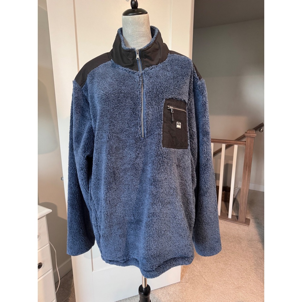 Kimes Ranch Whiskey Sweater Navy Sherpa Fleece Quarter Zip Pullover XXL NEW